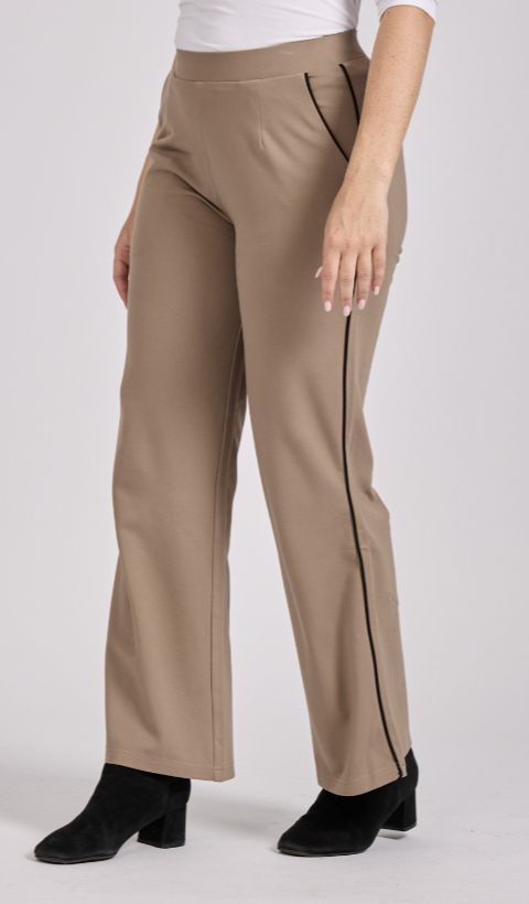 Mudflower Wide Leg Trousers With Piping Seams